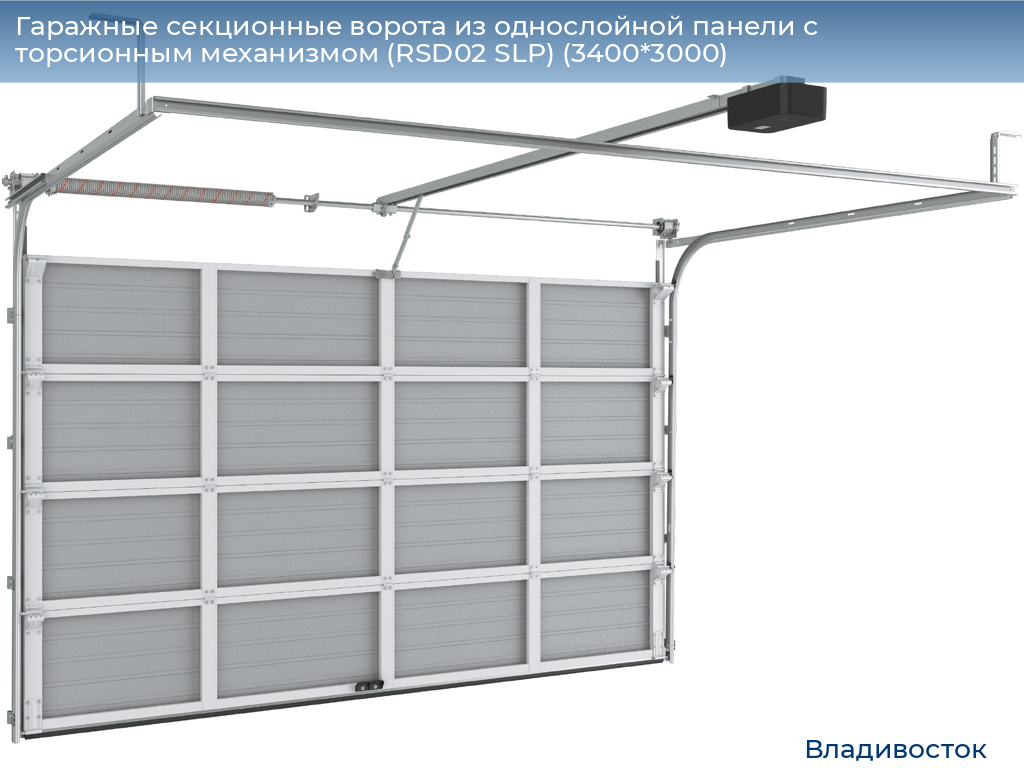 Гаражные секционные ворота из однослойной панели с торсионным механизмом (RSD02 SLP) (3400*3000), vladivostok.doorhan.ru