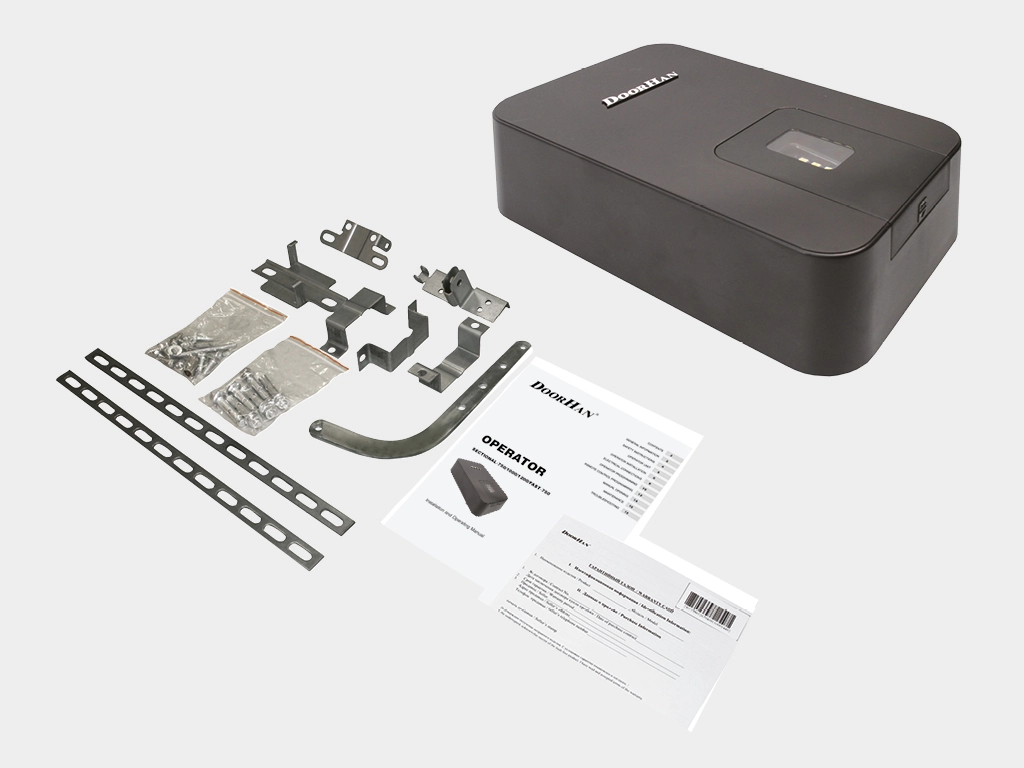 Привод, тягa изогнутaя, пульт серии transmitter 2-pro-black (трансмиттер 2-про-черный), набор кронштейнов, нaбор метизов, инструкция по эксплуaтaции.